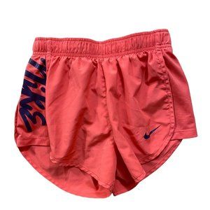 Nike Running Shorts Womens XS Orange High Rise Nylon Lined Elastic Waist Swoosh